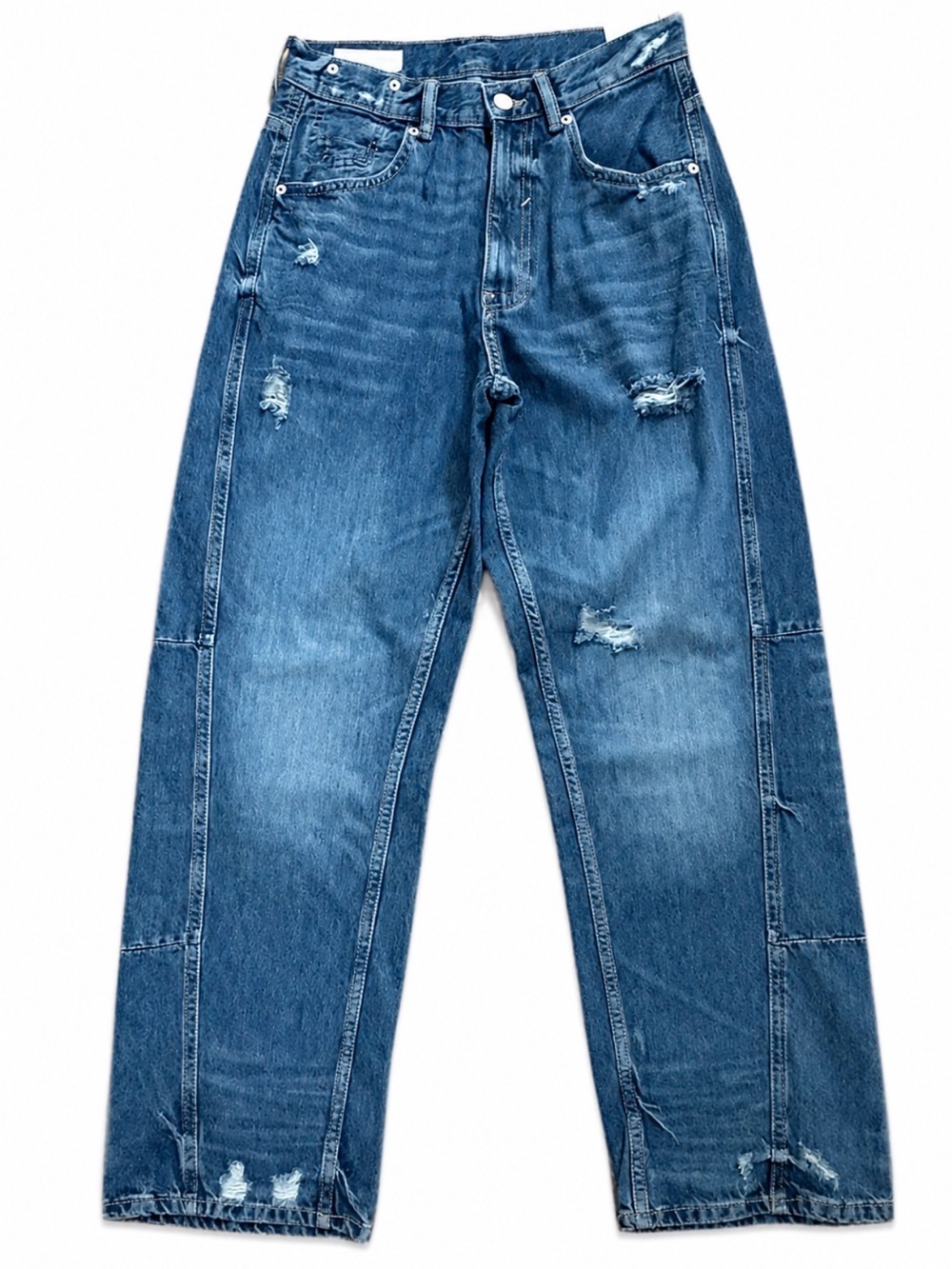 ZARA Vintage-Inspired Distressed Blue Baggy Fit Jeans NWT